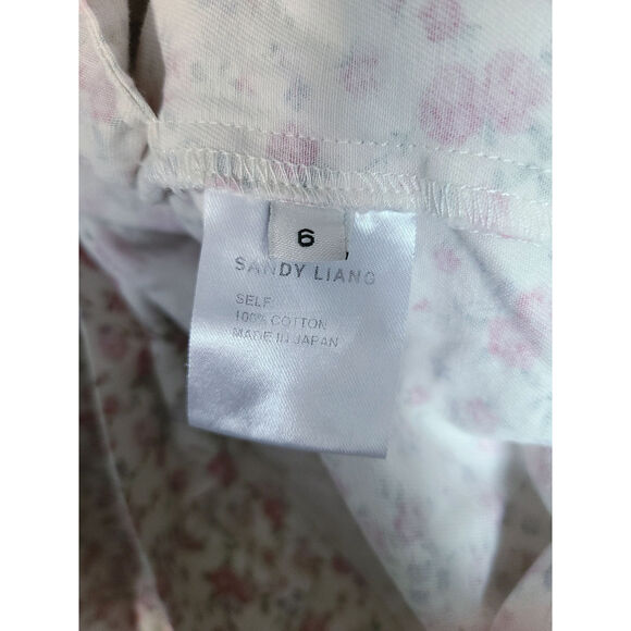 Sandy Liang Hugo Dress Pink/Purple Floral Puff Sleeve Size 6 - Picture 9 of 9